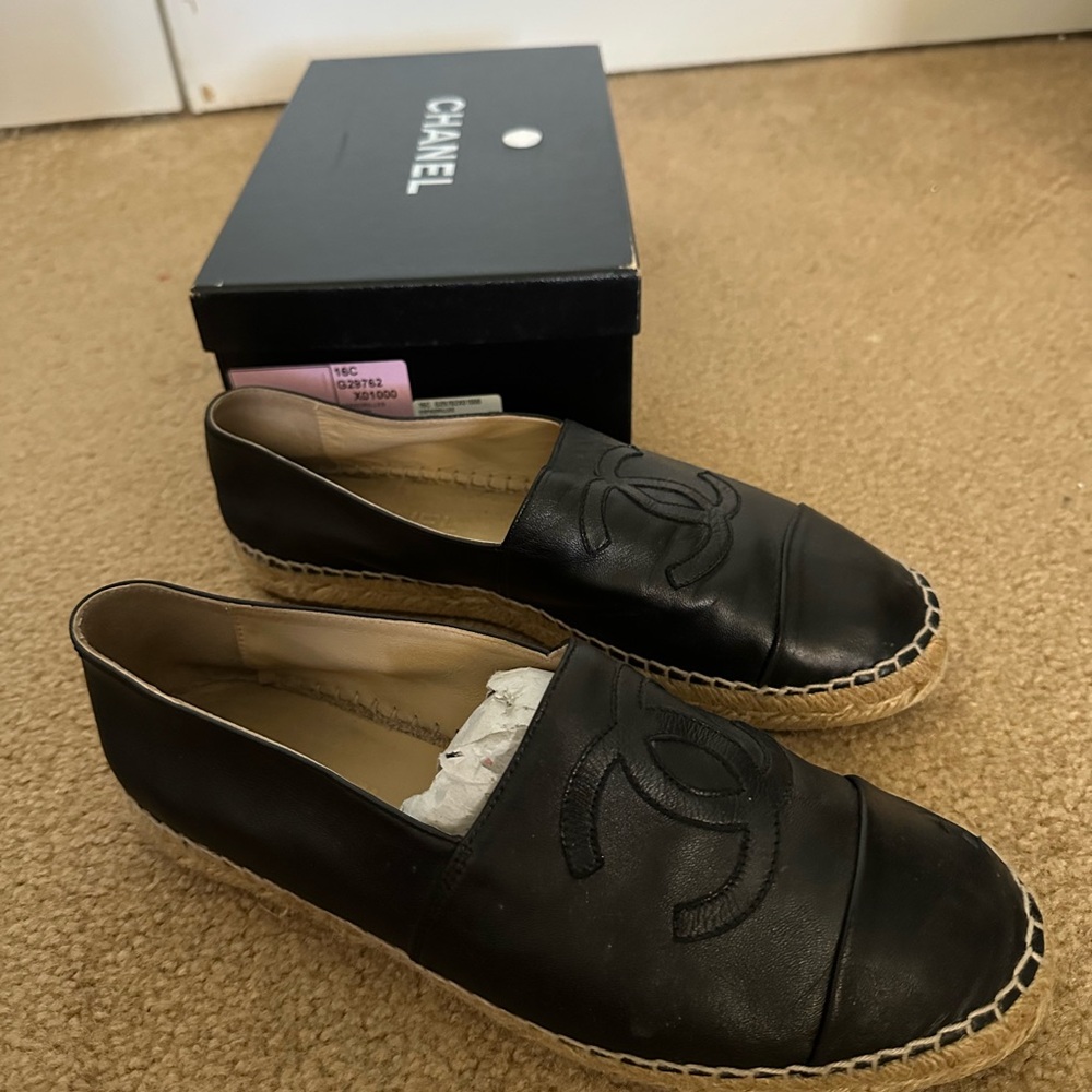 Chanel Black Espadrille Flats